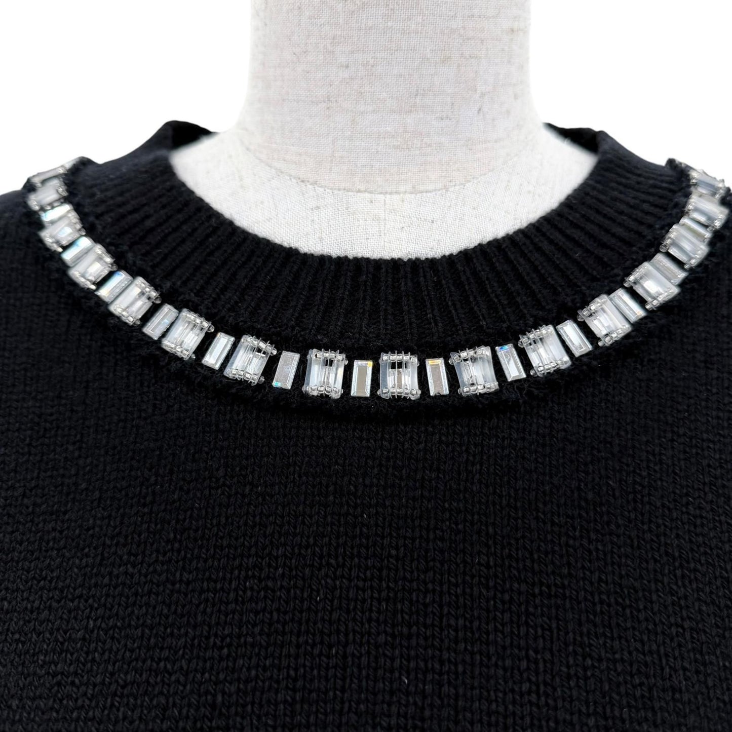 Louis Vuitton Cashmere Wool Bead Decoration Monogram Short Sleeve Knit Black — view 2