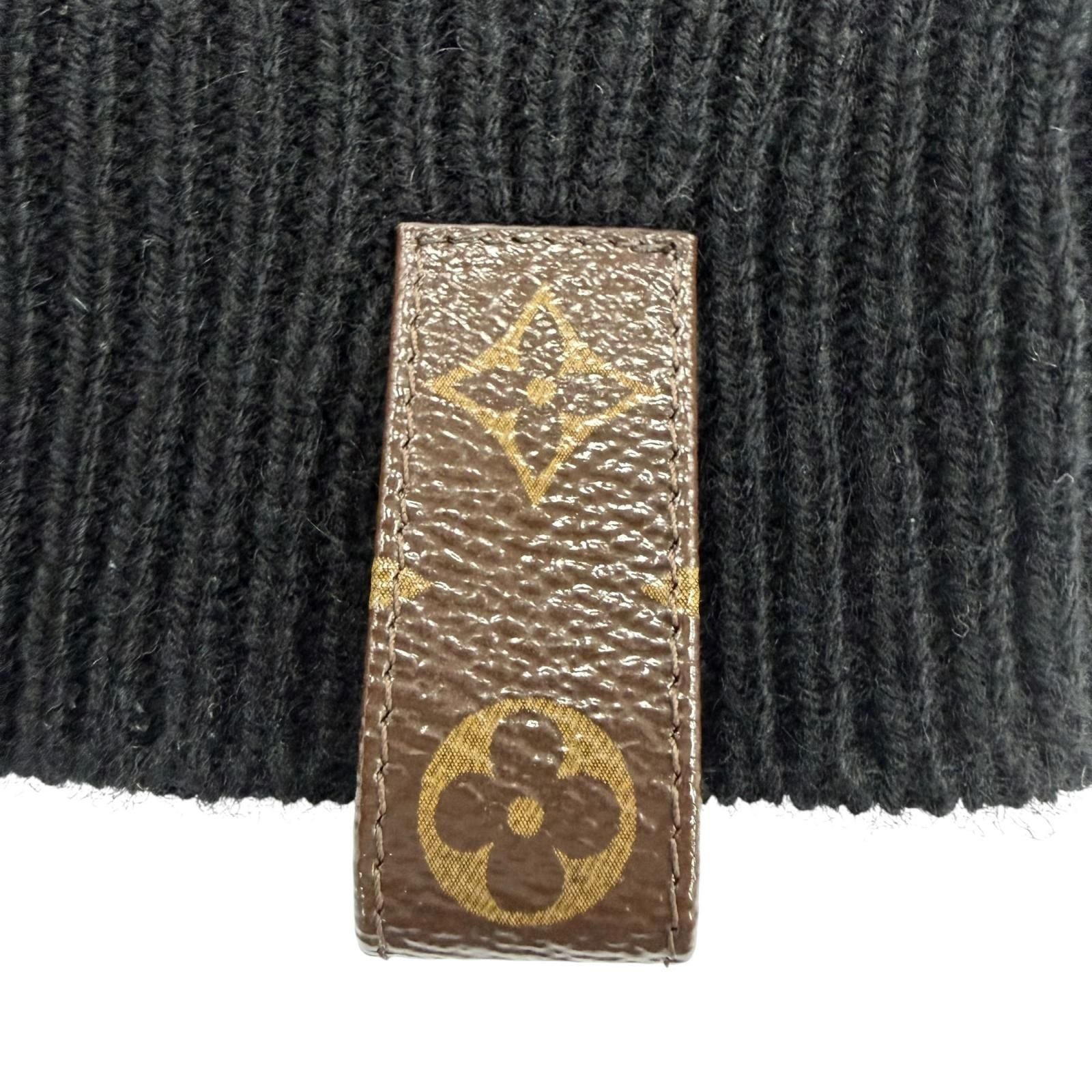 Louis Vuitton Cashmere Wool Bead Decoration Monogram Short Sleeve Knit Black — view 6