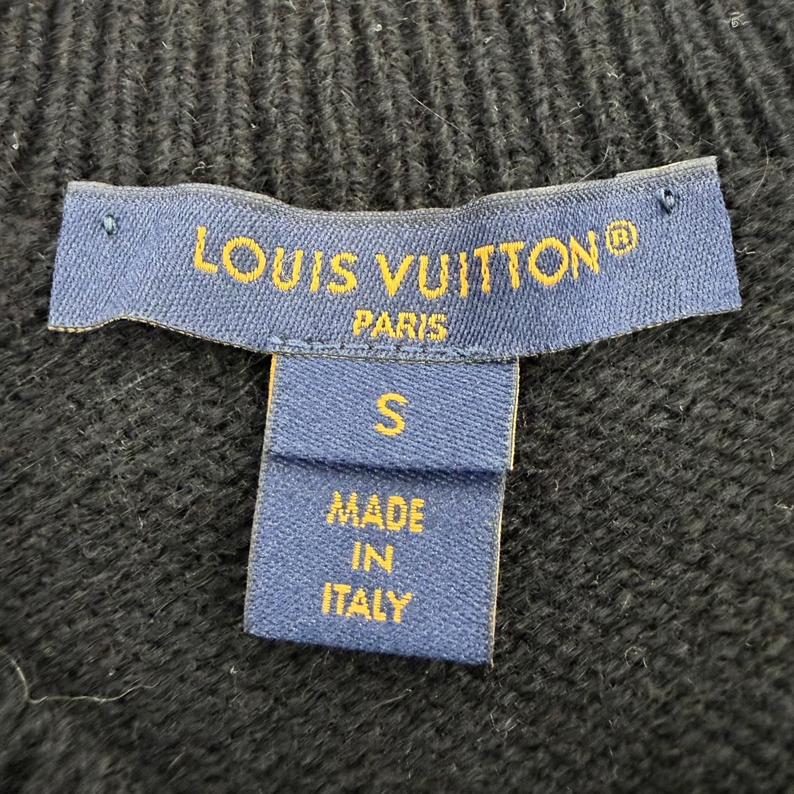 Louis Vuitton Cashmere Wool Bead Decoration Monogram Short Sleeve Knit Black — view 7