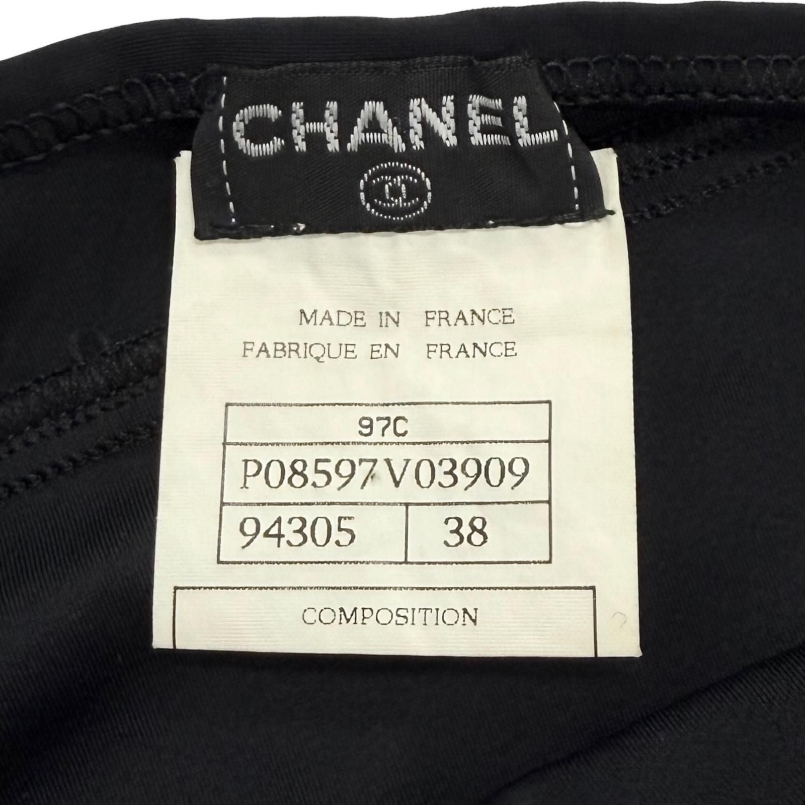 Chanel Vintage 97c CC Logo Embroidery Sleeveless Maillot Dress Black 38 — view 6