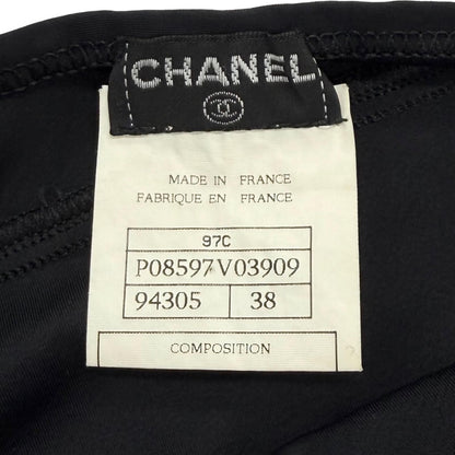 Chanel Vintage 97c CC Logo Embroidery Sleeveless Maillot Dress Black 38 — view 6