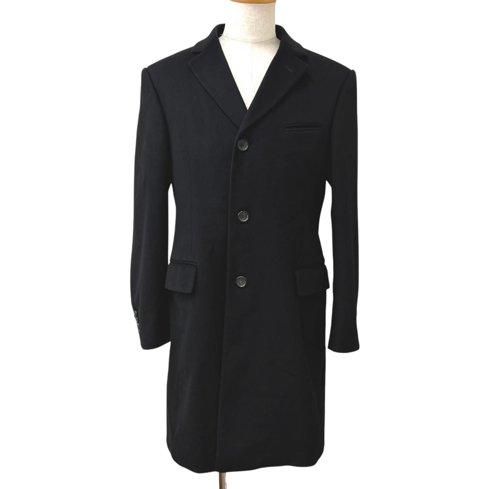 Gucci Vintage Wool 100% Tom Ford Era Single Chesterfield Long Coat Black 48