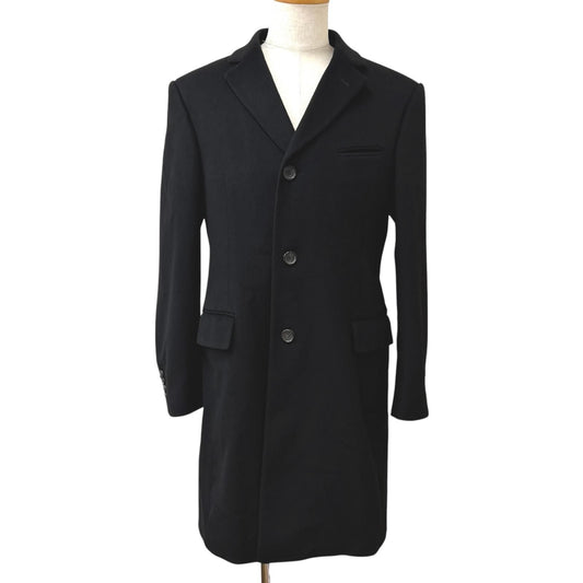 Gucci Vintage Wool 100% Tom Ford Era Single Chesterfield Long Coat Black 48