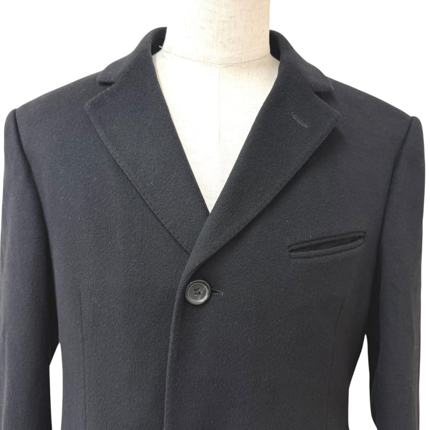 Gucci Vintage Wool 100% Tom Ford Era Single Chesterfield Long Coat Black 48 — view 2