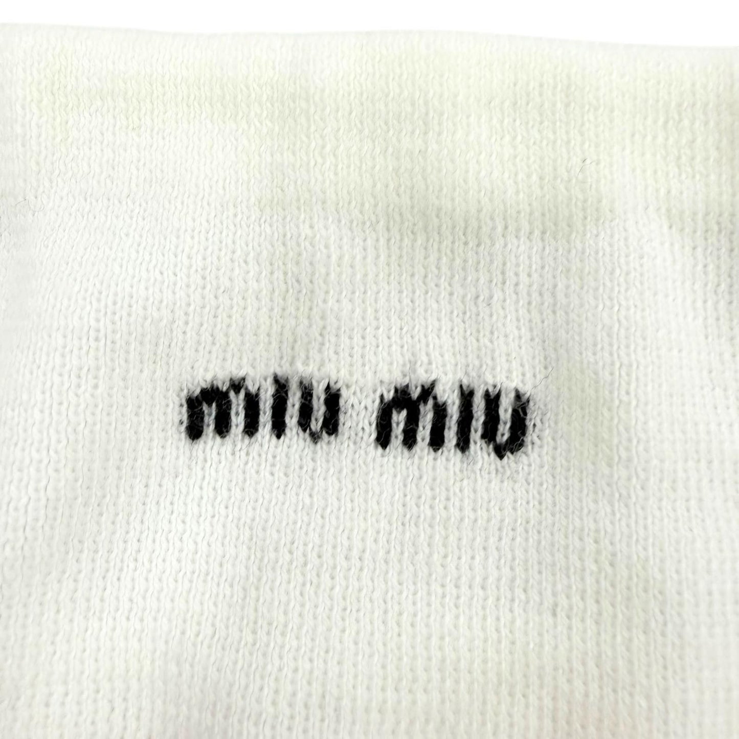 Miu Miu Cotton Knit Logo Bear Top White Sweater 36 — view 5