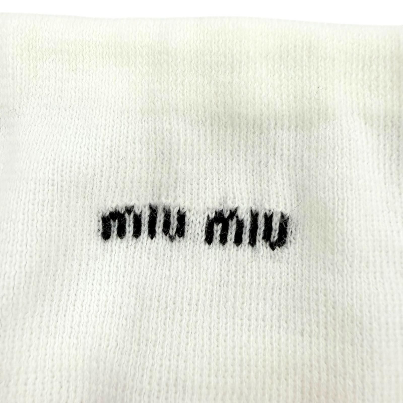 Miu Miu Cotton Knit Logo Bear Top White Sweater 36 — view 5
