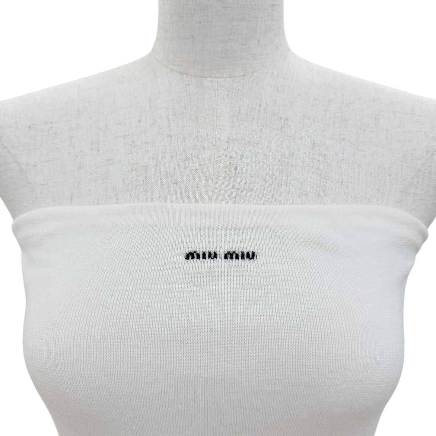 Miu Miu Cotton Knit Logo Bear Top White Sweater 36 — view 2