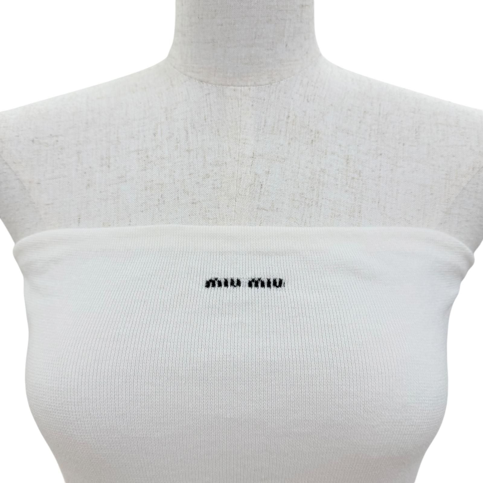 Miu Miu Cotton Knit Logo Bear Top White Sweater 36 — view 2