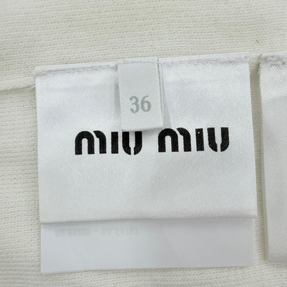 Miu Miu Cotton Knit Logo Bear Top White Sweater 36 — view 7