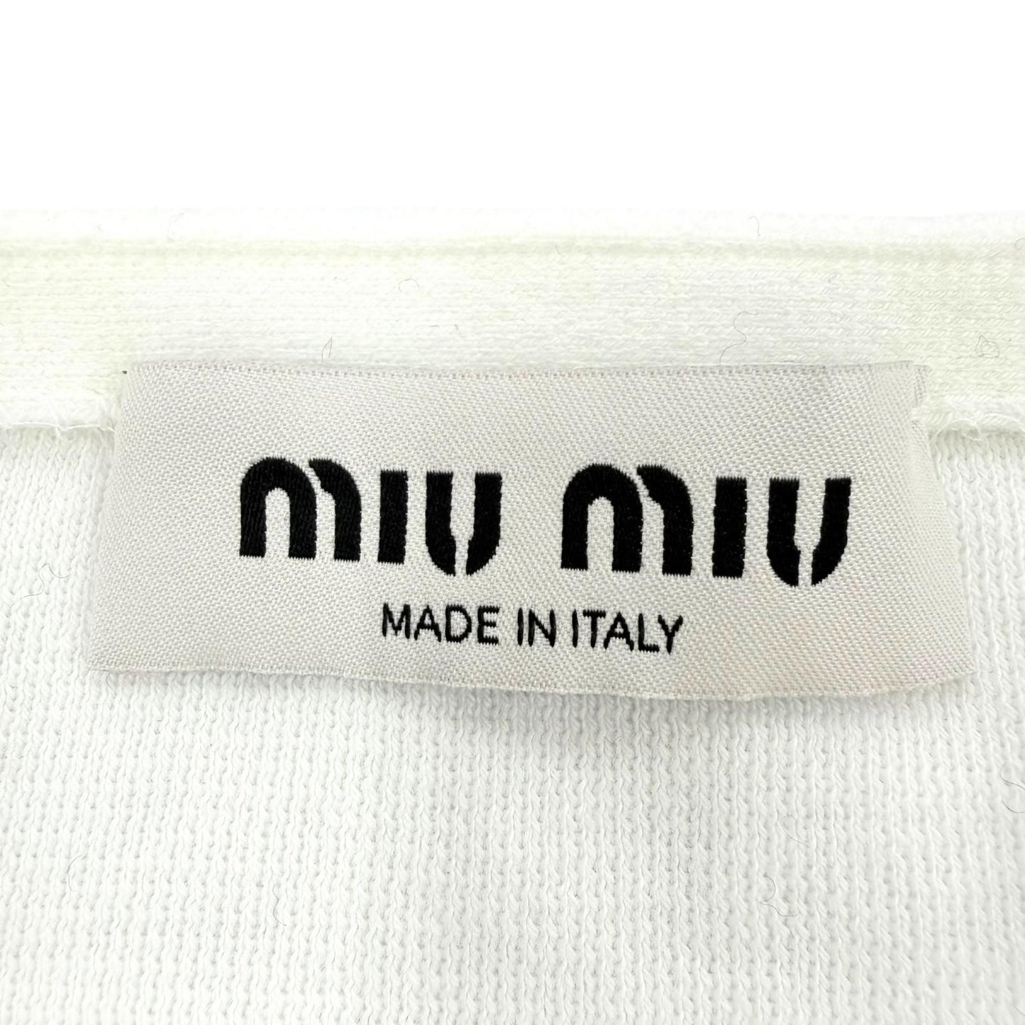 Miu Miu Cotton Knit Logo Bear Top White Sweater 36 — view 6
