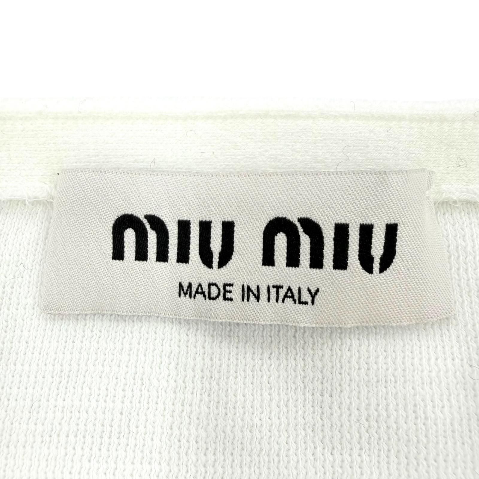 Miu Miu Cotton Knit Logo Bear Top White Sweater 36 — view 6