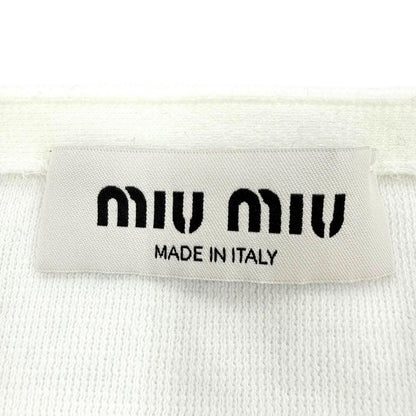 Miu Miu Cotton Knit Logo Bear Top White Sweater 36 — view 6