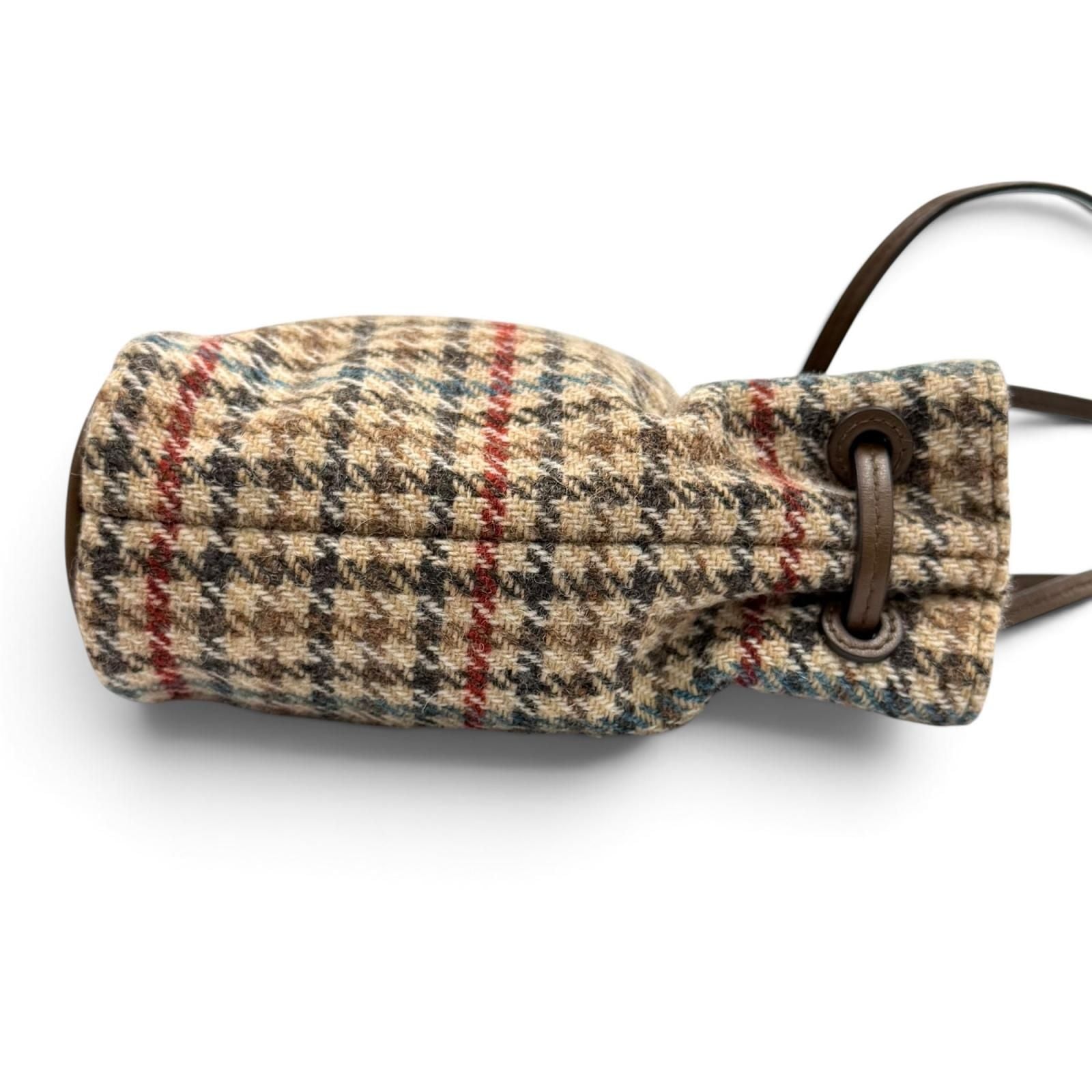 Miu Miu Logo Leather Use Houndstooth Tweed Shoulder Bag Multi — view 5