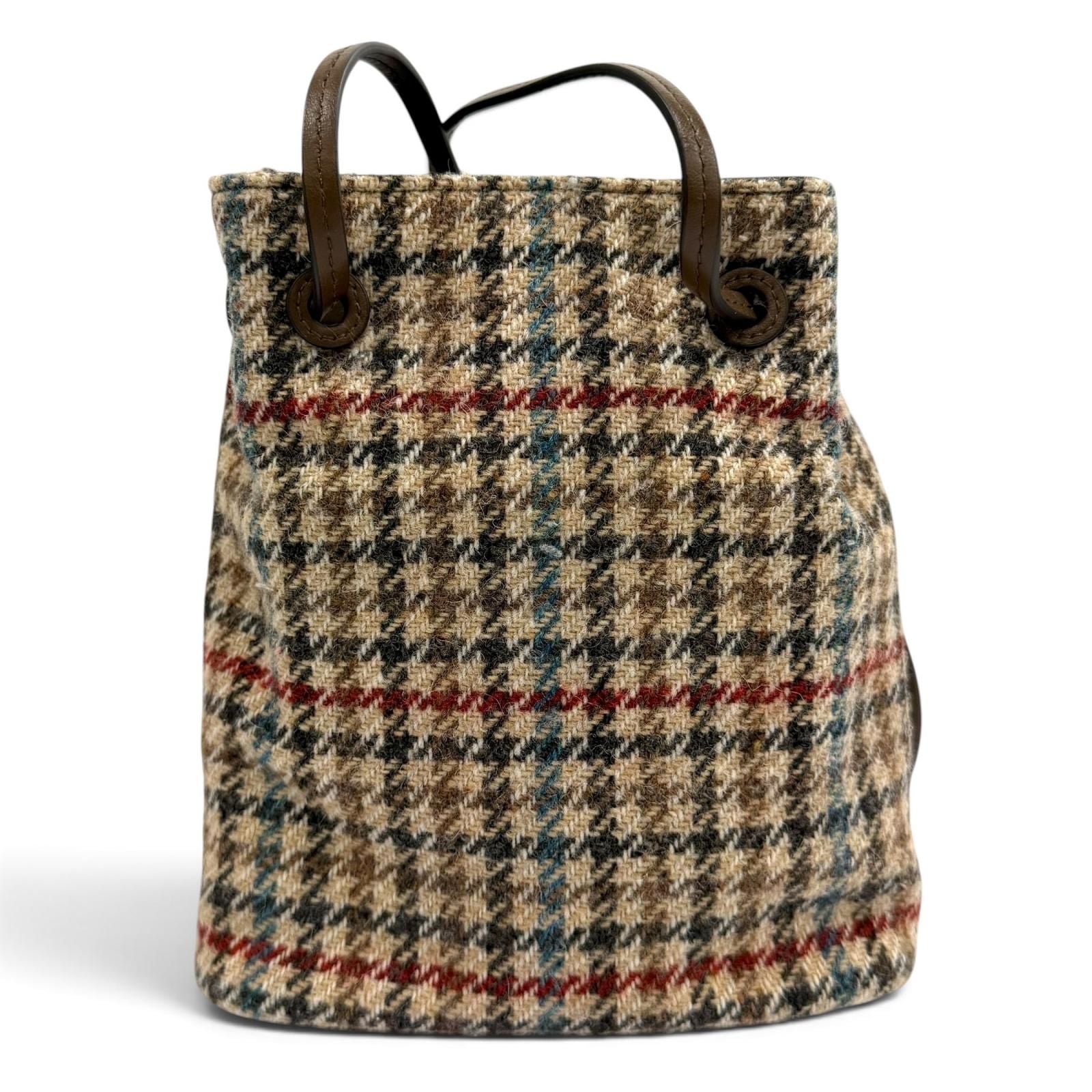 Miu Miu Logo Leather Use Houndstooth Tweed Shoulder Bag Multi — view 4