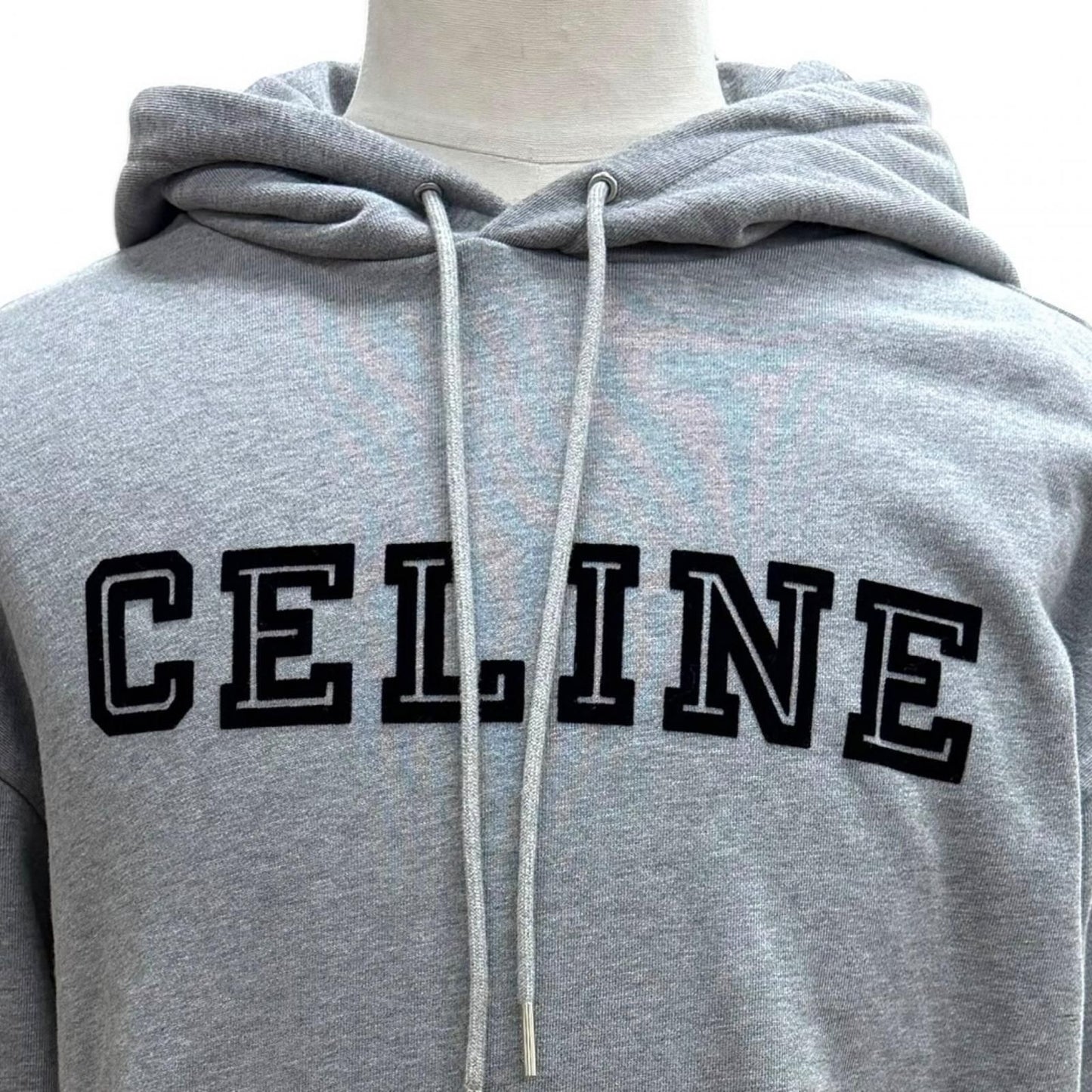 Celine Cotton 100% Logo Loose Hoodie Pullover Gray — view 2