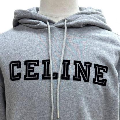 Celine Cotton 100% Logo Loose Hoodie Pullover Gray — view 2