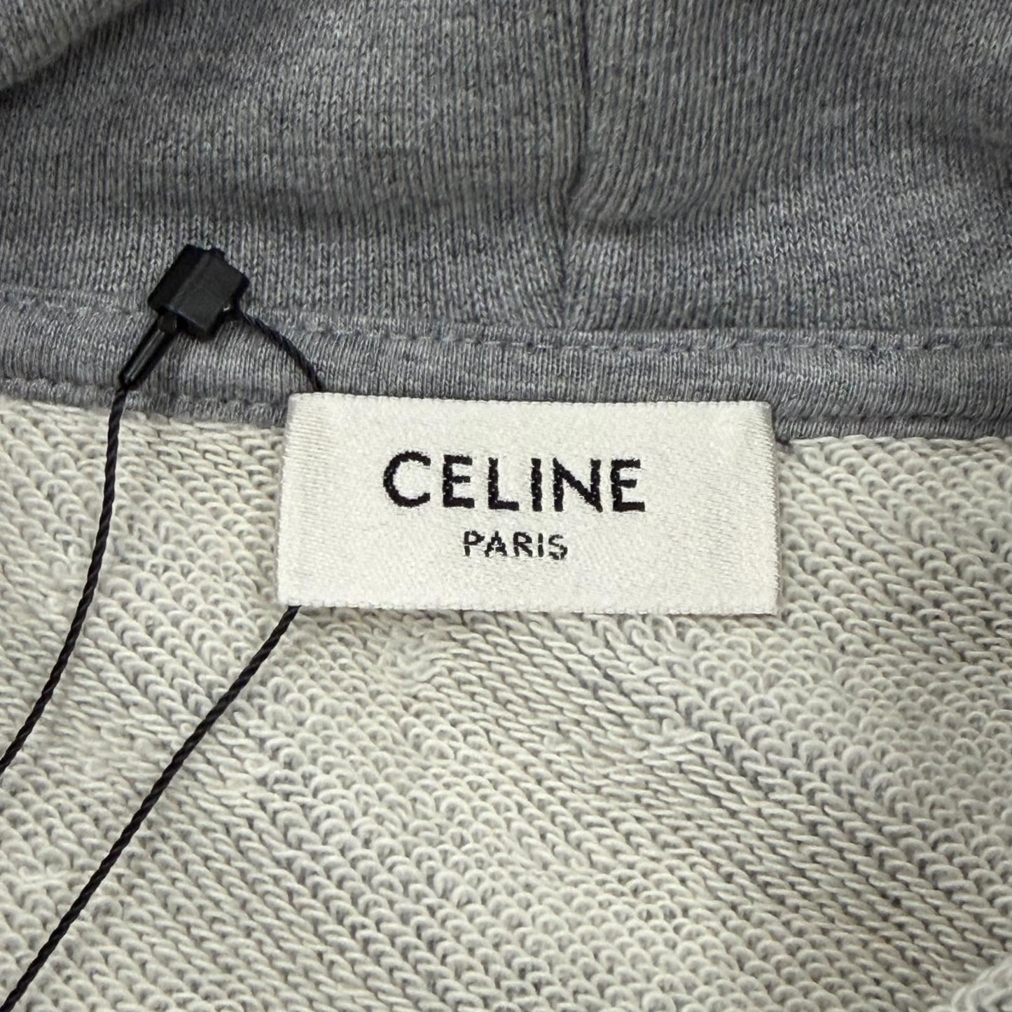 Celine Cotton 100% Logo Loose Hoodie Pullover Gray — view 7
