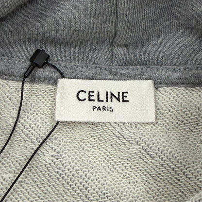 Celine Cotton 100% Logo Loose Hoodie Pullover Gray — view 7