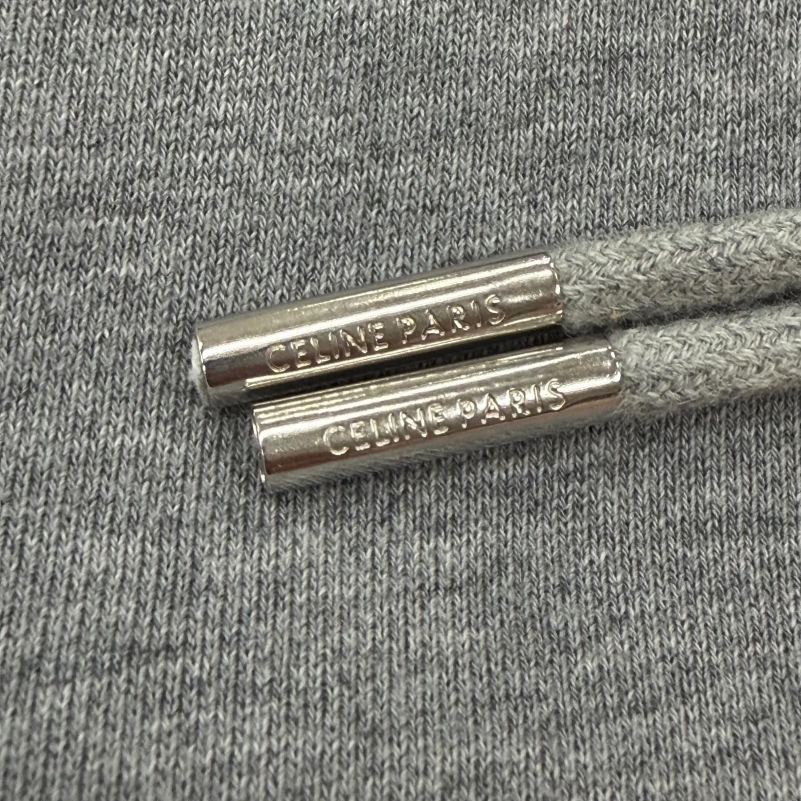 Celine Cotton 100% Logo Loose Hoodie Pullover Gray — view 6