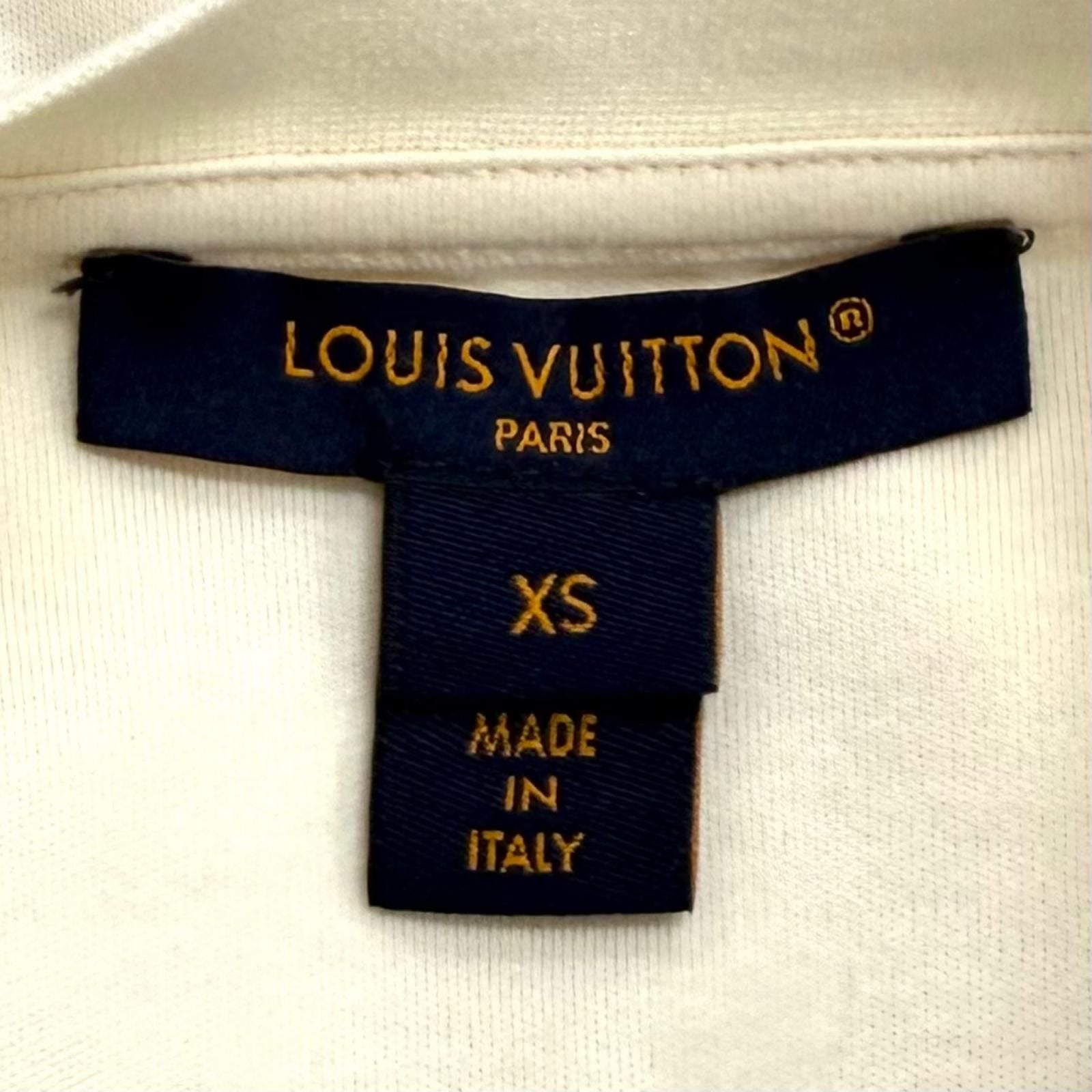 Louis Vuitton Cotton Silk Blend Damier Front Drawstring Dress White Blue XS — view 7