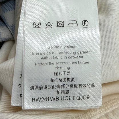 Louis Vuitton Cotton Silk Blend Damier Front Drawstring Dress White Blue XS — view 8