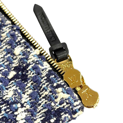 Louis Vuitton Leather Use Shadow Monogram Tweed Collarless Jacket Blue 34 — view 7