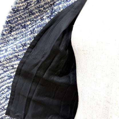 Louis Vuitton Leather Use Shadow Monogram Tweed Collarless Jacket Blue 34 — view 5