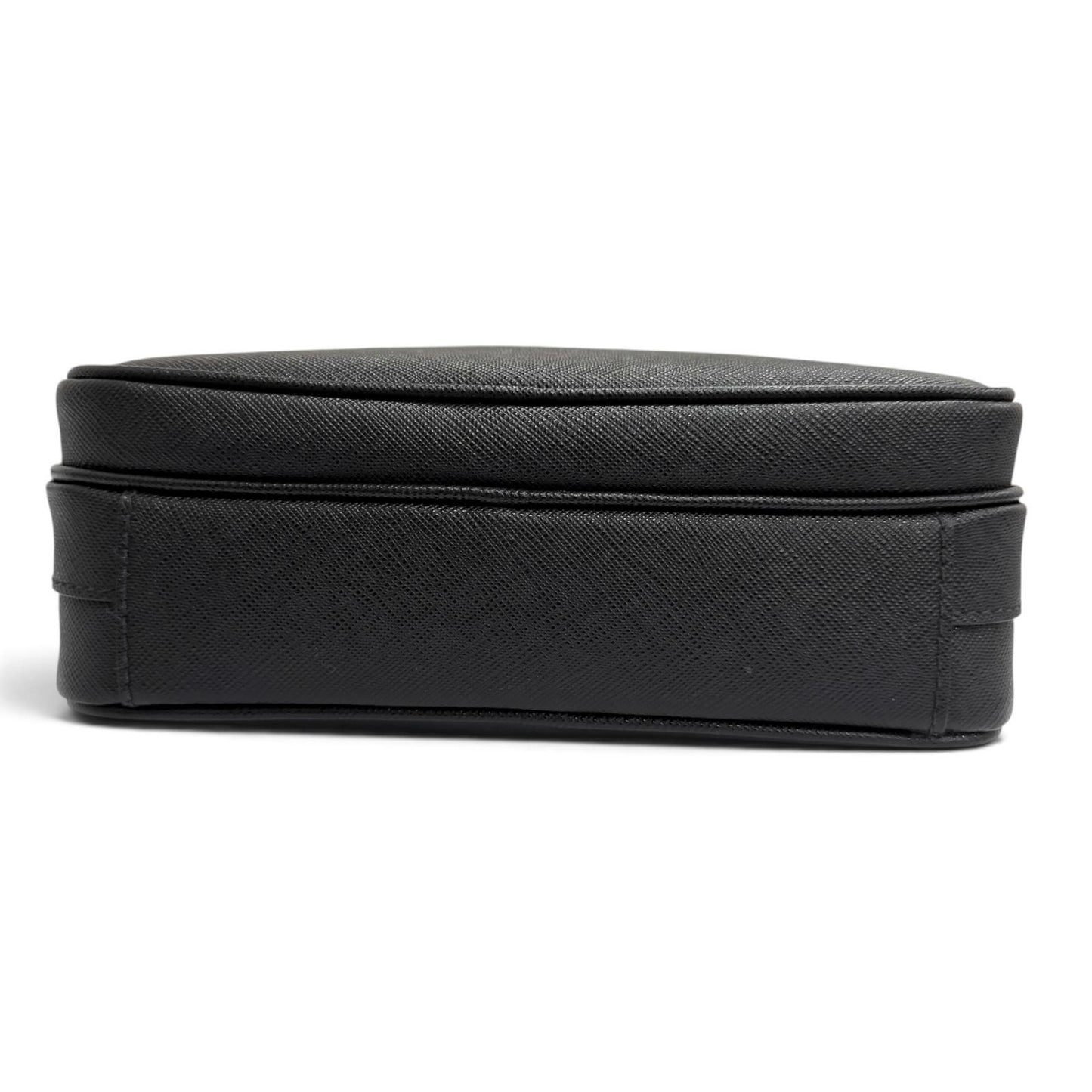 Prada Saffiano Leather Triangle Logo Shoulder Bag Black — view 5