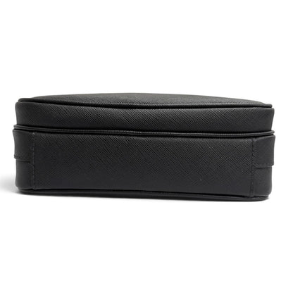 Prada Saffiano Leather Triangle Logo Shoulder Bag Black — view 5