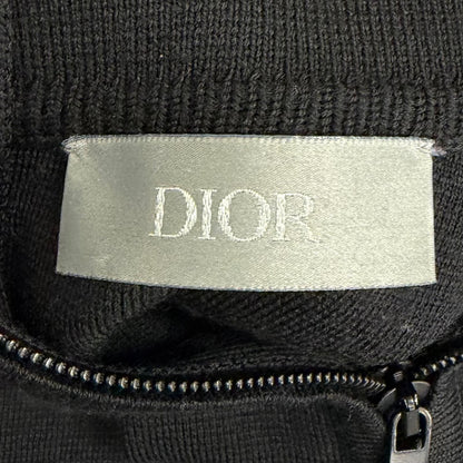 Dior Homme Logo Embroidered Driver's Knit Jacket Black — view 8