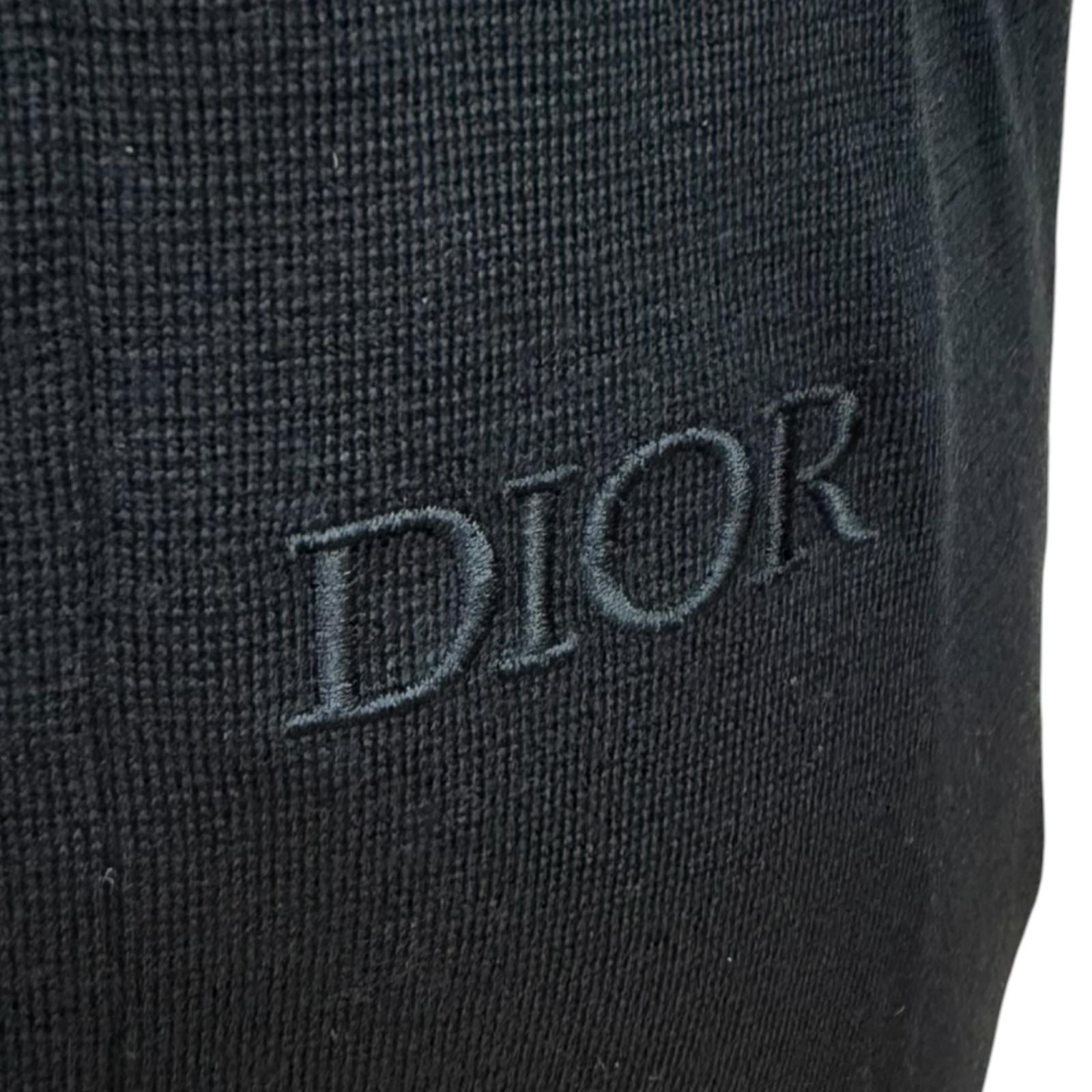 Dior Homme Logo Embroidered Driver's Knit Jacket Black — view 7