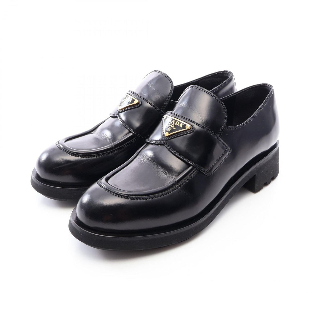 Prada Loafers Triangle Plate Leather