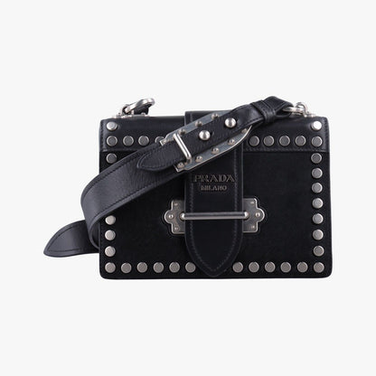 Prada Cahier Black Leather Calf Hair 25