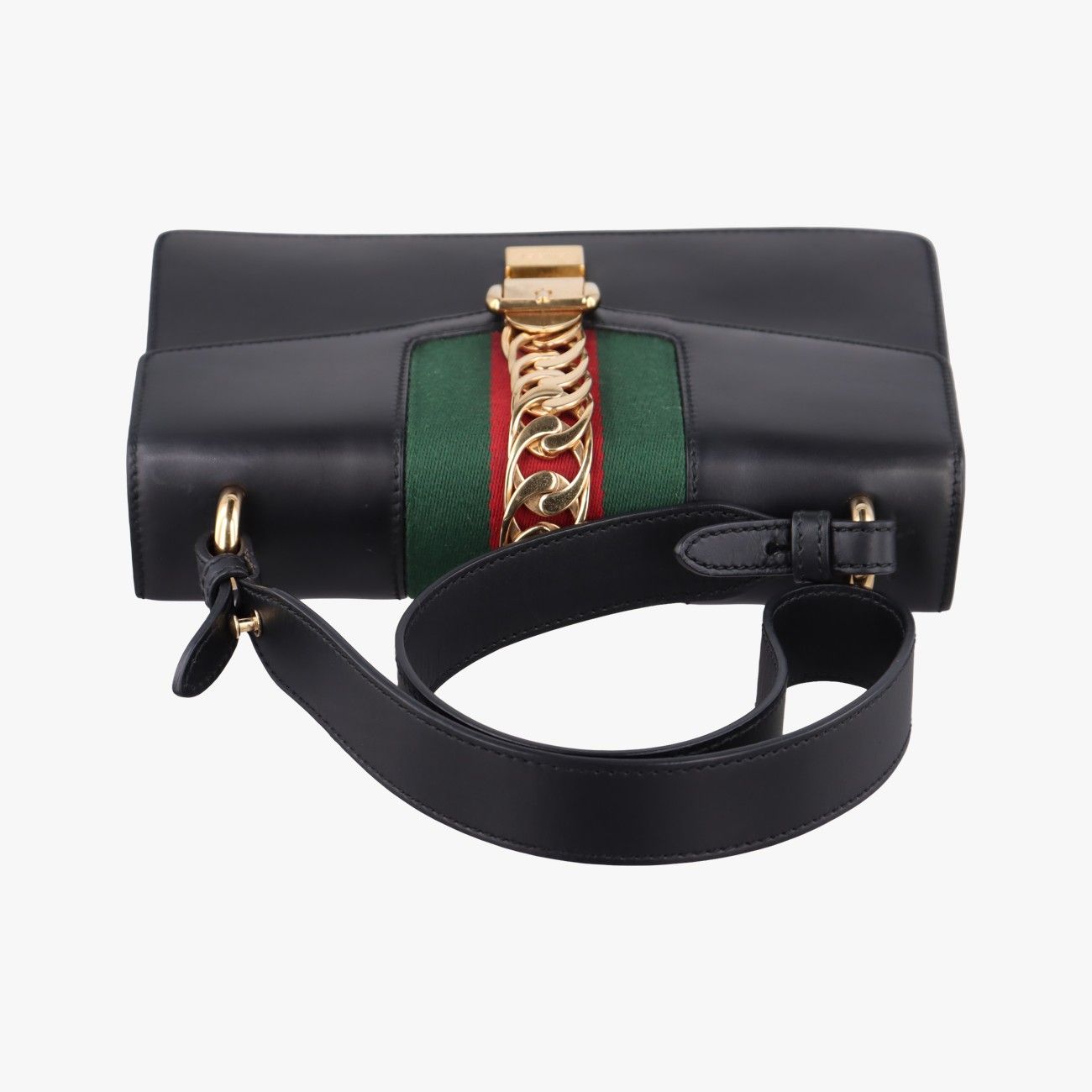 Gucci Sylvie Black Green Red Leather Shoulder Bag — view 8