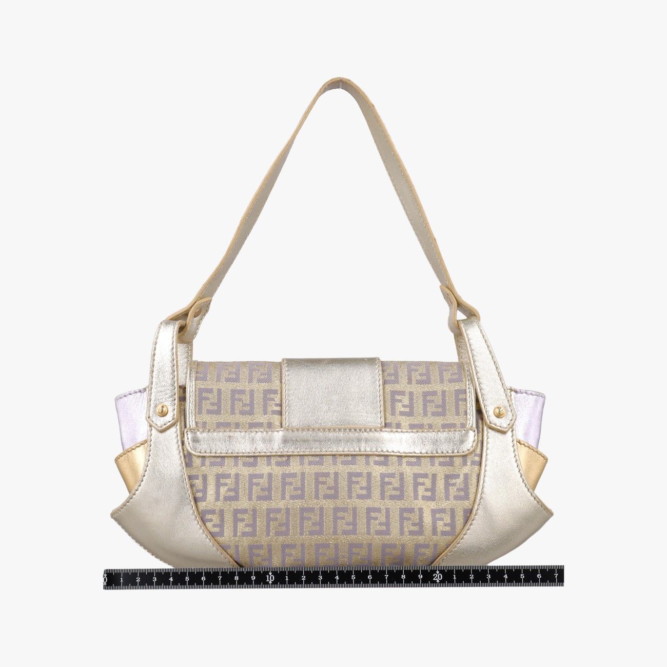 Fendi Zucchino Turnlock Gold Multicolor Canvas Leather — view 2