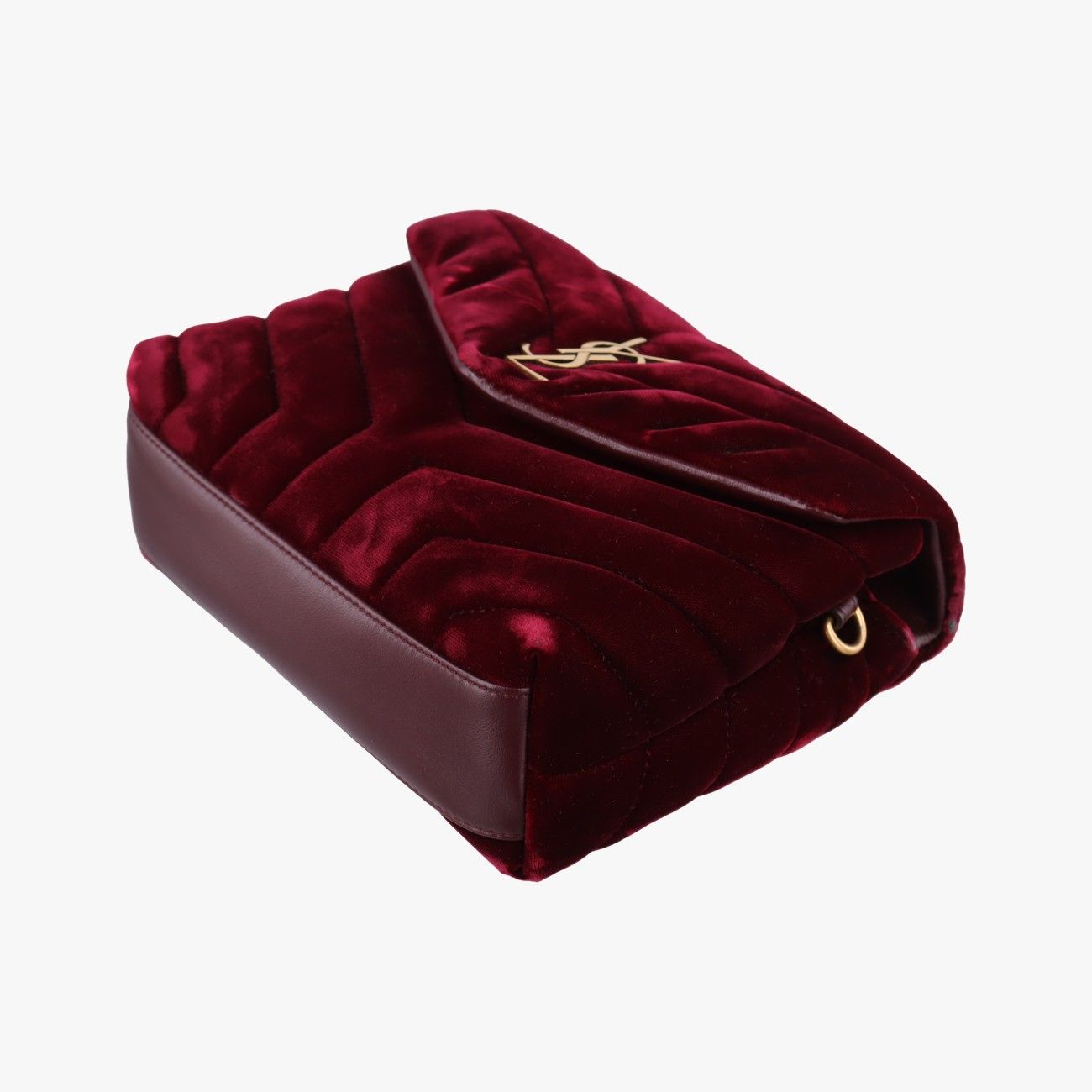 Saint Laurent Monogram Loulou Toy Wine Red Velour Shoulder Bag — view 4