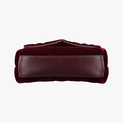 Saint Laurent Monogram Loulou Toy Wine Red Velour Shoulder Bag — view 3