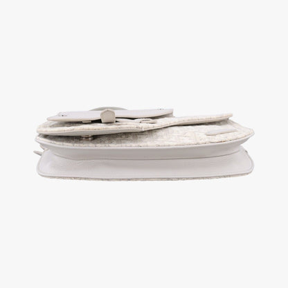 Dior Saddle Bag White Jacquard Leather — view 3