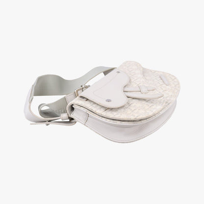Dior Saddle Bag White Jacquard Leather — view 5