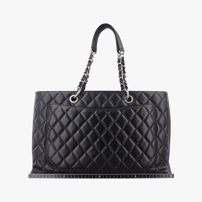 Chanel Quilted CC Logo Grand Shopping Tote Bag GST Black Caviar Leather — view 2