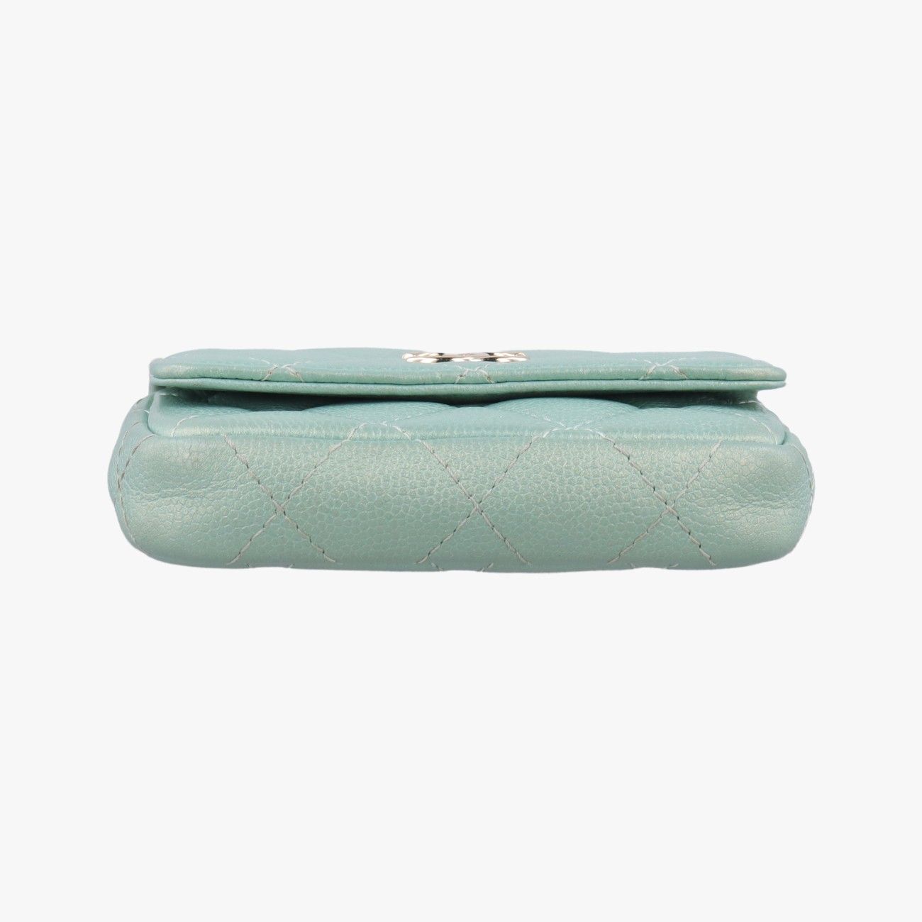 Chanel Mini Quilted Pearl Coin Purse Green Lambskin — view 3