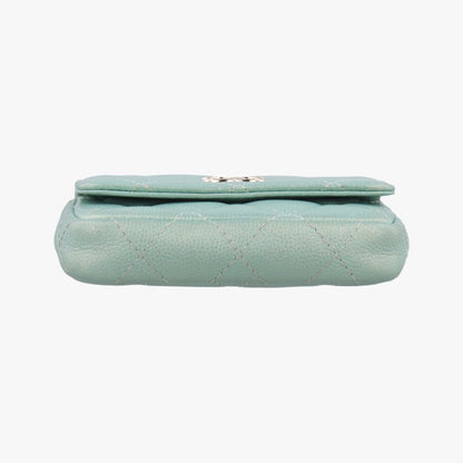 Chanel Mini Quilted Pearl Coin Purse Green Lambskin — view 3