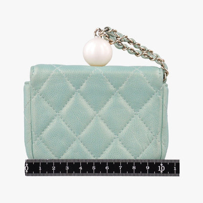 Chanel Mini Quilted Pearl Coin Purse Green Lambskin — view 2
