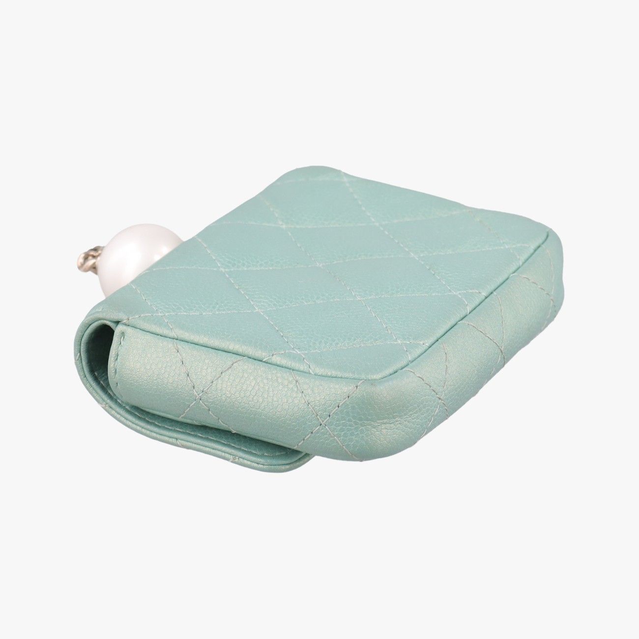 Chanel Mini Quilted Pearl Coin Purse Green Lambskin — view 7
