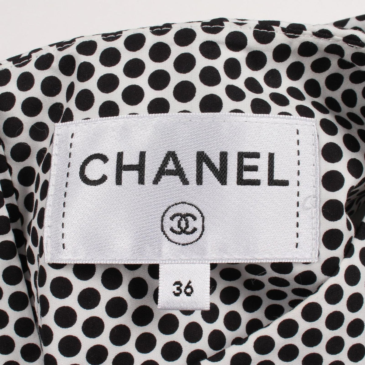 Chanel CC Logo Button Dot Cotton Top — view 3