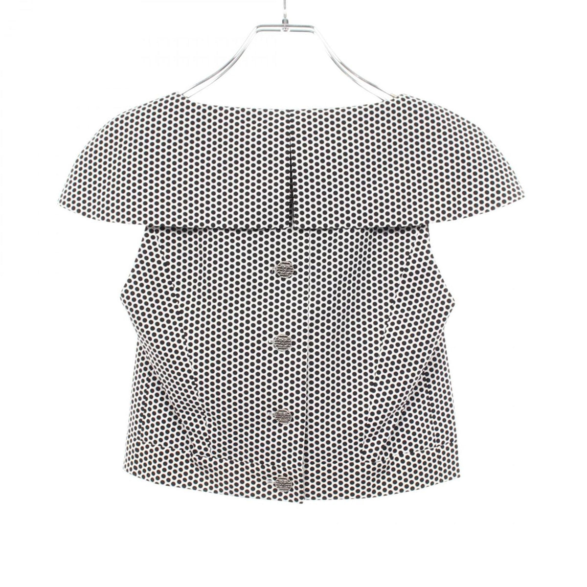 Chanel CC Logo Button Dot Cotton Top — view 2