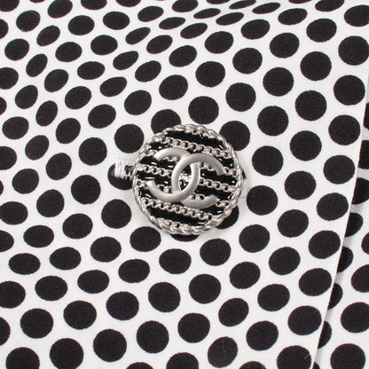 Chanel CC Logo Button Dot Cotton Top — view 8