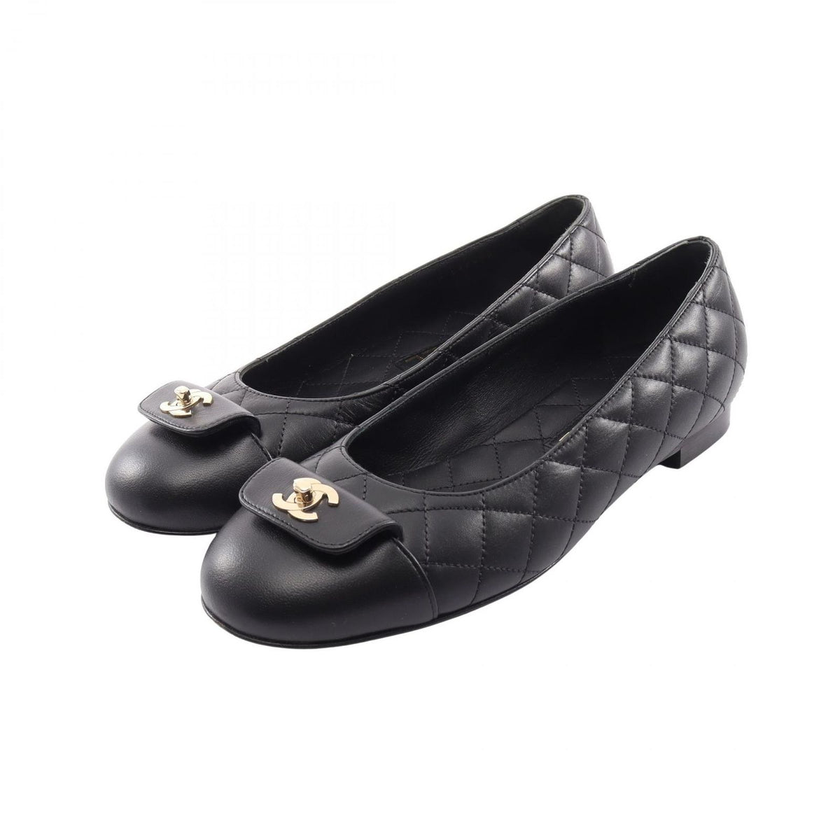 Chanel Quilted Turnlock Leather Flat Shoes