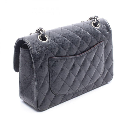 Chanel Shoulder Bag Quilted Double Flap Black Caviar Leather Chain — view 2