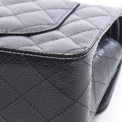 Chanel Shoulder Bag Quilted Double Flap Black Caviar Leather Chain — view 7